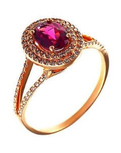 Кольцо с родолитом и бриллиантами из красного золота Джей ви