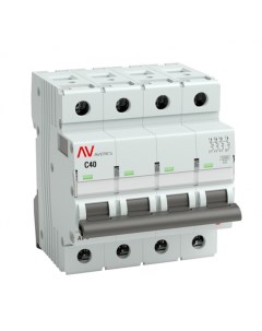 Автоматический выключатель Averes AV 10 4P 40А тип C 10 кА 400 В на DIN рейку mcb10 4 40C av Ekf