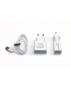 Зарядное устройство совместимое с iPhone4 3 iPod сеть 220В 2USB G авто 12В USB G Nobrand