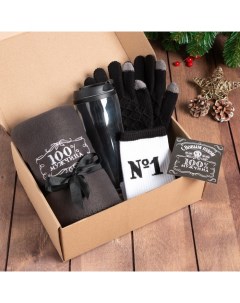 Набор подарочный New year плед носки перчатки термостакан Nobrand