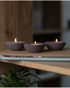 Комплект подсвечников для чайных свечей Suzy 3 шт бетон черный матовый Musko home
