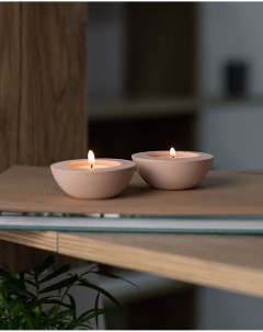 Комплект подсвечников для чайных свечей Suzy 2 шт бетон розовый матовый Musko home