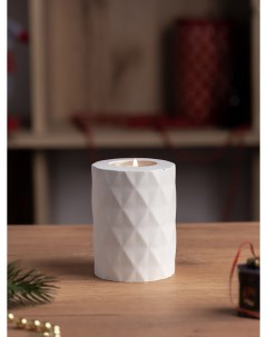Декоративный подсвечник для чайной свечи Diamond M 7x10 см бетон белый матовый Musko home