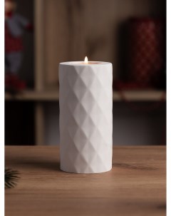 Декоративный подсвечник для чайной свечи Diamond L 7x15 см бетон белый матовый Musko home