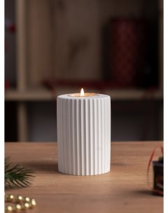 Декоративный подсвечник для чайной свечи Chloe M 7x10 см бетон белый матовый Musko home