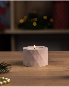 Декоративный подсвечник для чайной свечи Diamond S 7x5 см бетон розовый матовый Musko home