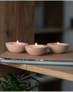 Комплект подсвечников для чайных свечей Suzy 3 шт бетон розовый матовый Musko home