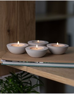 Комплект подсвечников для чайных свечей Suzy 4 шт бетон серый матовый Musko home