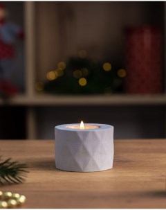 Декоративный подсвечник для чайной свечи Diamond S 7x5 см бетон серый матовый Musko home