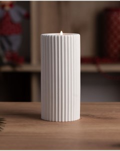 Декоративный подсвечник для чайной свечи Chloe L 7x15 см бетон белый матовый Musko home