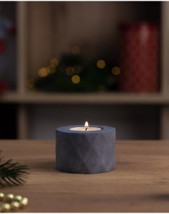 Декоративный подсвечник для чайной свечи Diamond S 7x5 см бетон черный матовый Musko home