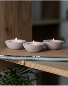 Комплект подсвечников для чайных свечей Suzy 3 шт бетон серый матовый Musko home
