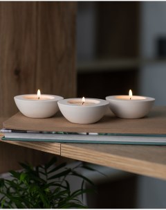 Комплект подсвечников для чайных свечей Suzy 3 шт бетон белый матовый Musko home