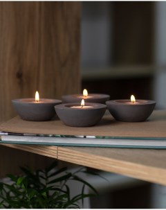 Комплект подсвечников для чайных свечей Suzy 4 шт бетон черный матовый Musko home