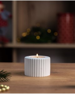 Декоративный подсвечник для чайной свечи Chloe S 7x5 см бетон белый матовый Musko home