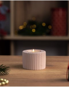 Декоративный подсвечник для чайной свечи Chloe S 7x5 см бетон розовый матовый Musko home