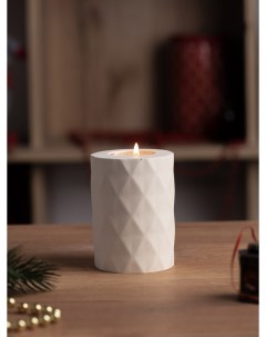Декоративный подсвечник для чайной свечи Diamond M 7x10 см бетон кремовый матовый Musko home