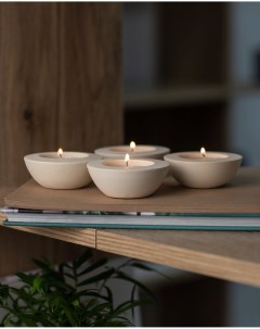 Комплект подсвечников для чайных свечей Suzy 4 шт бетон кремовый матовый Musko home