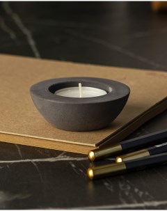 Декоративный подсвечник для чайной свечи Suzy бетон черный матовый Musko home