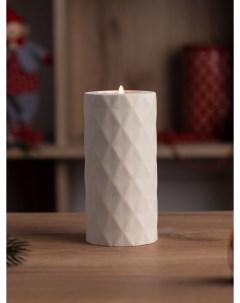 Декоративный подсвечник для чайной свечи Diamond L 7x15 см бетон кремовый матовый Musko home