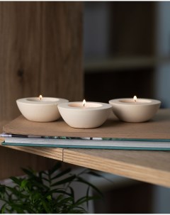 Комплект подсвечников для чайных свечей Suzy 3 шт бетон кремовый матовый Musko home