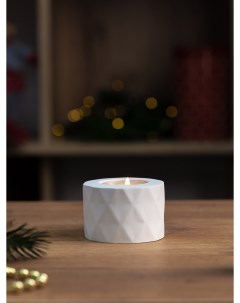 Декоративный подсвечник для чайной свечи Diamond S 7x5 см бетон белый матовый Musko home