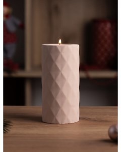 Декоративный подсвечник для чайной свечи Diamond L 7x15 см бетон розовый матовый Musko home