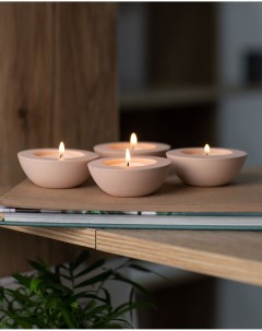 Комплект подсвечников для чайных свечей Suzy 4 шт бетон розовый матовый Musko home