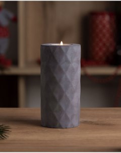 Декоративный подсвечник для чайной свечи Diamond L 7x15 см бетон черный матовый Musko home