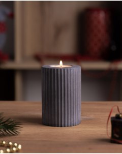 Декоративный подсвечник для чайной свечи Chloe M 7x10 см бетон черный матовый Musko home