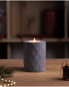 Декоративный подсвечник для чайной свечи Diamond M 7x10 см бетон черный матовый Musko home
