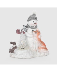 Фигурка Снеговик с лисой полирезина 16 5x11 5x17 5 см Delux quanzhou