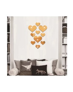 Интерьерная декоративная наклейка на стену Золотые сердца 10 шт Urm