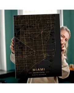 Картина Темная Карта Майами40х60 Red panda