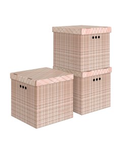 Коробки картонные для хранения вещей с крышкой 3 шт Valiant