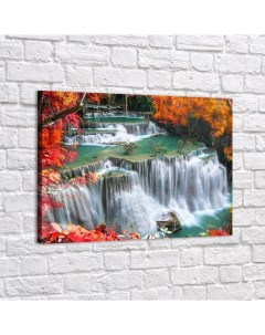 Картина Водопад Осенний p5353540х60 Red panda