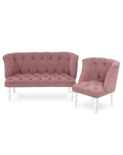 Комплект мягкой мебели Бриджит диван и кресло розовый белый Brendoss