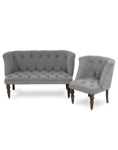 Комплект мягкой мебели Бриджит диван и кресло серый черный Brendoss