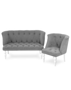 Комплект мягкой мебели Бриджит диван и кресло серый белый Brendoss