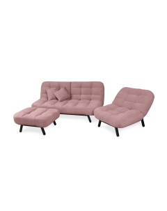 Комплект мягкой мебели Абри Диван кресло и пуф розовый Brendoss