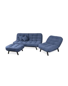 Комплект мягкой мебели Абри Диван кресло и пуф синий Brendoss