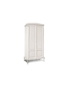 Шкаф для одежды Fleuron белая эмаль серебряная патина Белфан