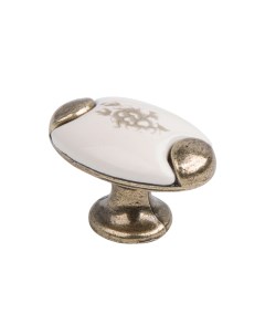 Ручка кнопка мебельная с фарфором KF05 09 оксидированная бронза Кerron
