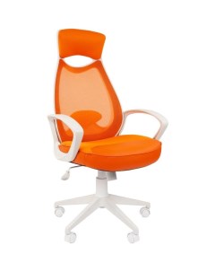 Кресло компьютерное 840 белый пластик TW16 TW 66 оранжевый крестовина Гейм Chairman