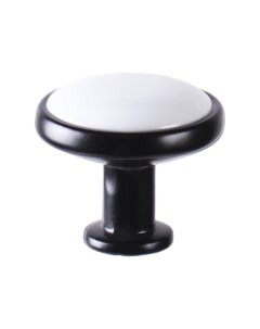 Ручка кнопка мебельная L4 knob04BL черная с белой вставкой Larvij
