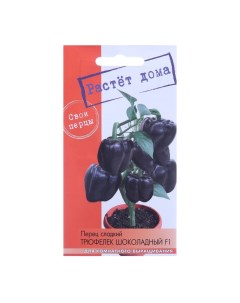 Семена Растёт дома Перец Трюфелек шоколадный темно фиолетовый 5 шт Добрый урожай