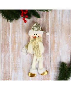 Мягкая подвеска Снеговик в костюмчике с узором геометрия 8х25 см Зимнее волшебство