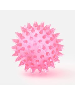 Шарик для собак резиновый шипованный с подсветкой 6 см розовый Market union