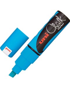 Маркер меловой UNI Chalk 8 мм СИНИЙ влагостираемый для гладких поверхностей PWE 8K Uni mitsubishi pencil