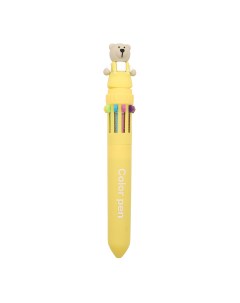 74903 Ручка шариковая автоматическая Мишка желтый 10 цветная в индивидуальном ПВХ пакете Centrum